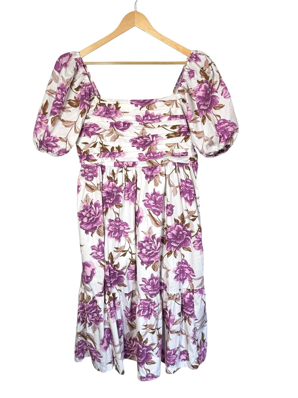 Abercrombie and Fitch Emerson Floral Poplin Puff Sleeves Midi Dress LP L Petite - Picture 2 of 6
